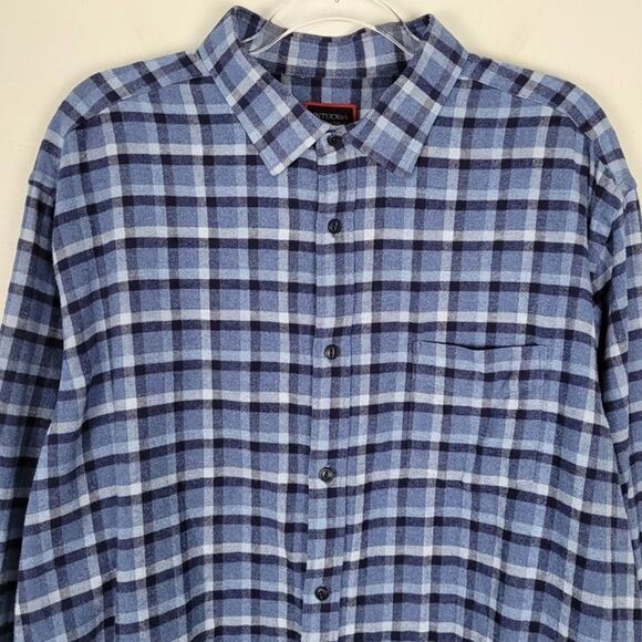 UNTUCKit Size XXL Button Up Shirt Long Sleeve Soft Lightweight Flannel Blue - Picture 3 of 11